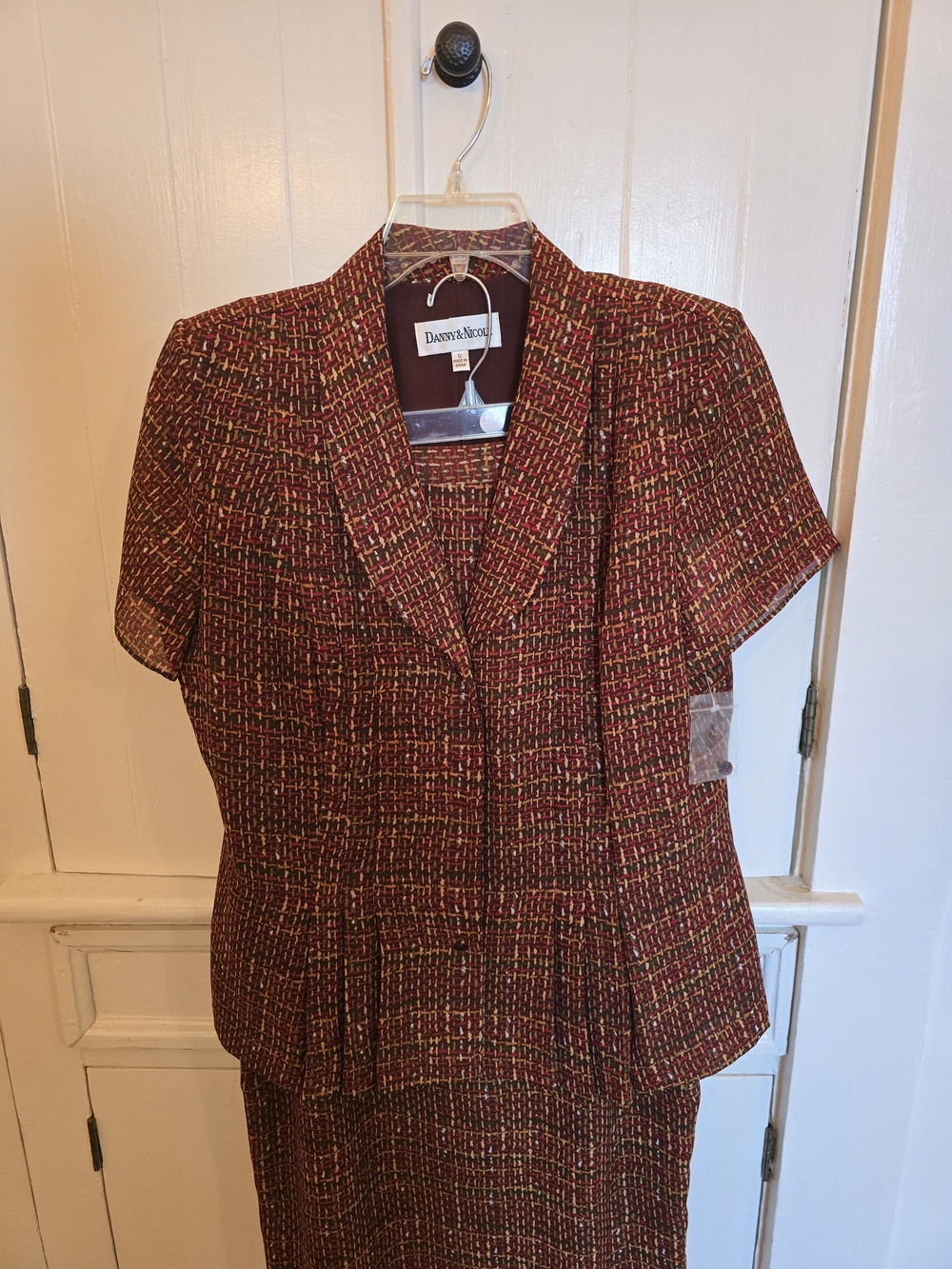 Danny & Nicole Red Tweed Short-Sleeve Blazer Jacket